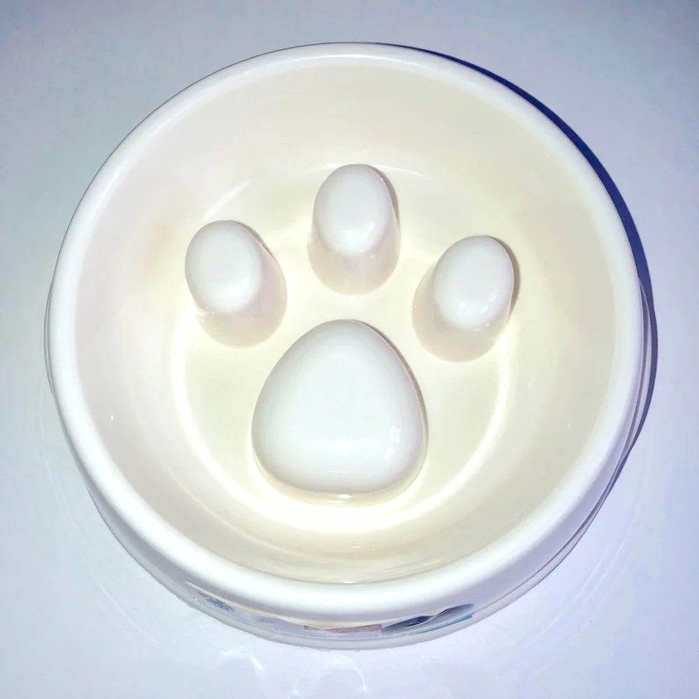 NEW 9” Slow Feeder Dog Bowl 2 Cup Capacity Cream, 2 Bowls
